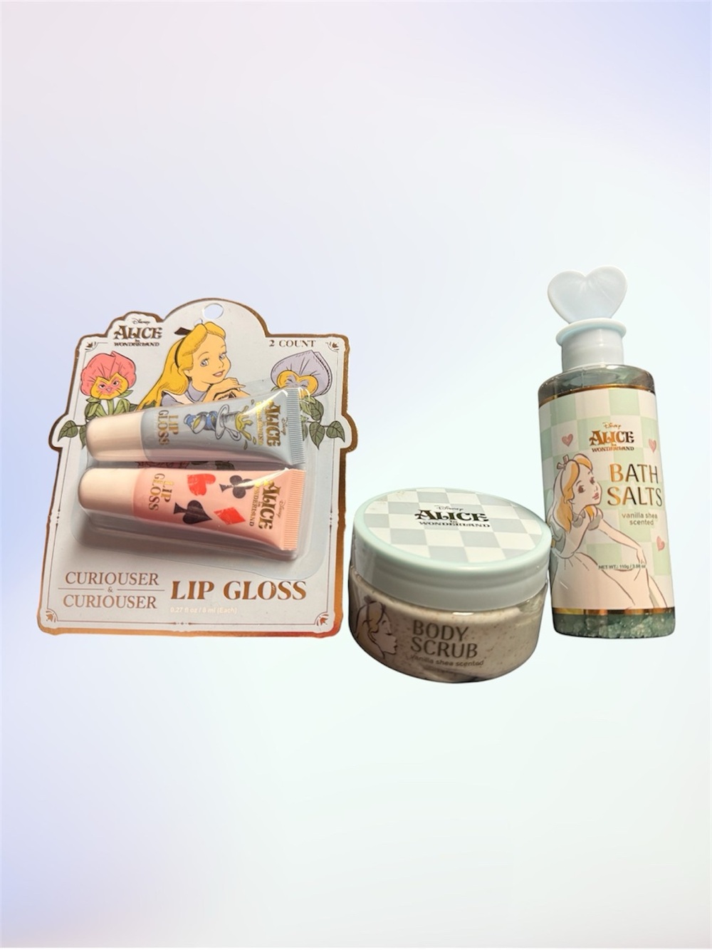 Disney Alice Bath Salts, Body Scrub & Lip Gloss Set